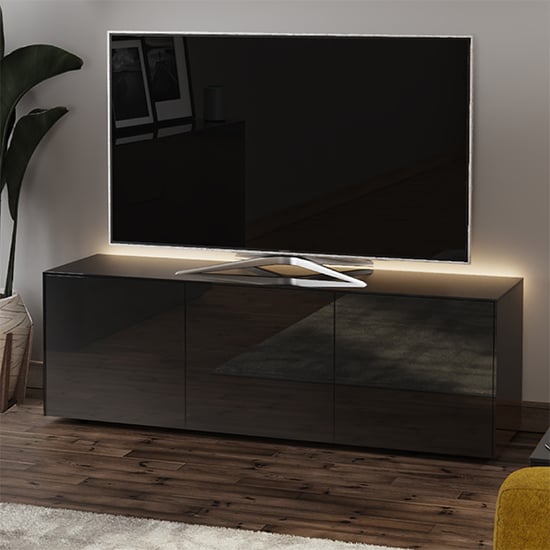 Read more about Intel large led tv stand in black gloss with wireless charging