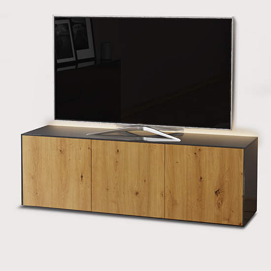 Intel Large LED TV Stand In Grey And Oak With Wireless Charging_2