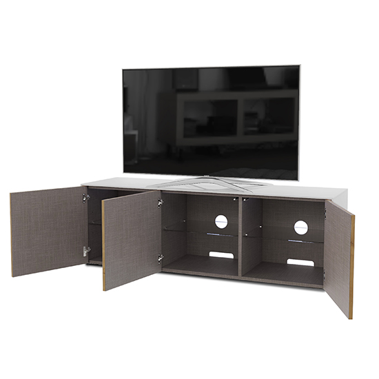 Intel Large LED TV Stand In White Gloss And Oak_3