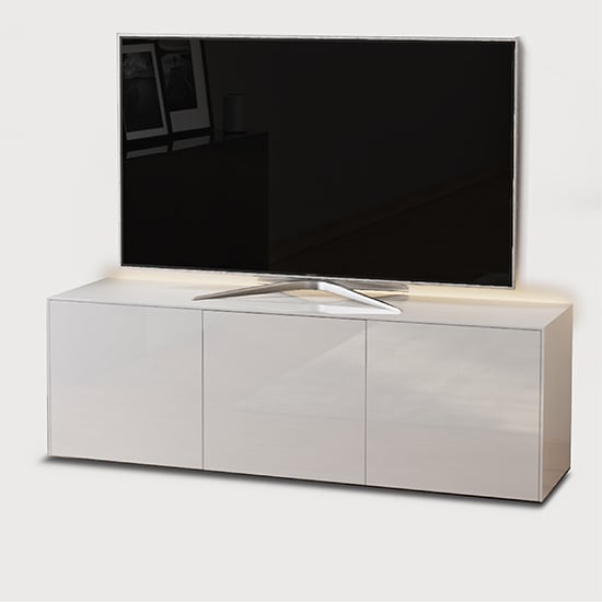 Intel Large LED TV Stand In White Gloss With Wireless Charging_2