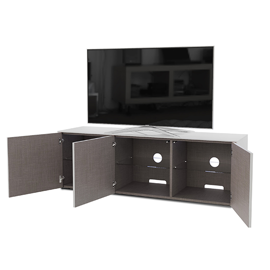 Intel Large LED TV Stand In White Gloss With Wireless Charging_3