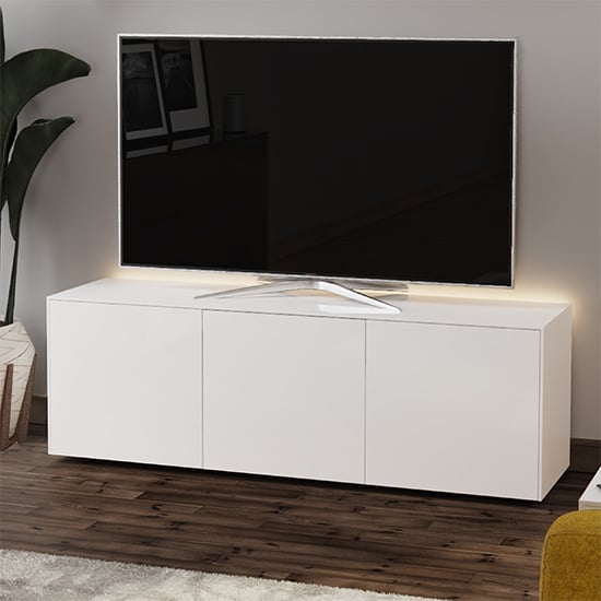 Read more about Intel large led tv stand in white gloss with wireless charging