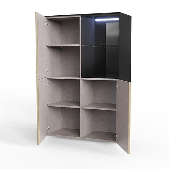 Intel LED Display Cabinet In Black Gloss And Oak_3