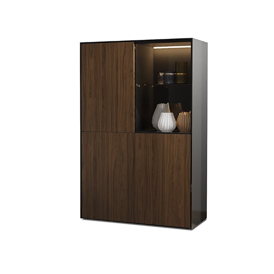 Intel LED Display Cabinet In Black Gloss And Walnut_2