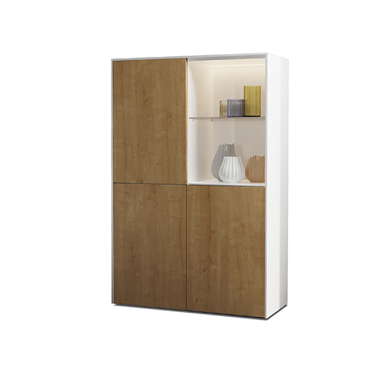 Intel LED Display Cabinet In White Gloss And Oak_2