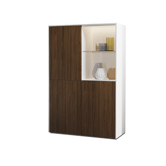Intel LED Display Cabinet In White Gloss And Walnut_2