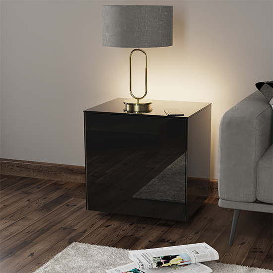 Intel LED Lamp Table In Black Gloss With Wireless Charging