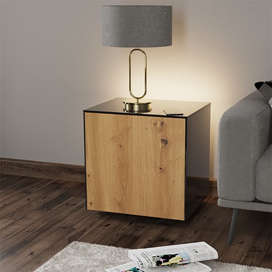 Read more about Intel led lamp table in black and oak with wireless charging