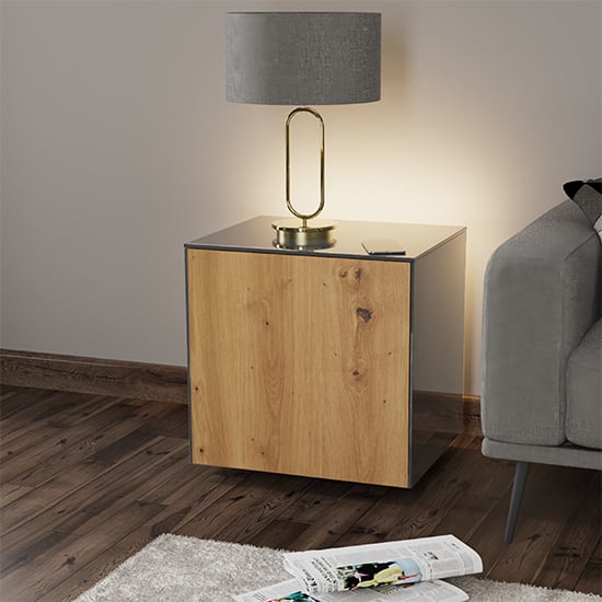 Read more about Intel led lamp table in grey and oak with wireless charging