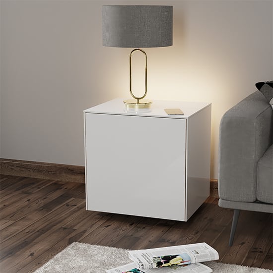 Read more about Intel led lamp table in white gloss with wireless charging