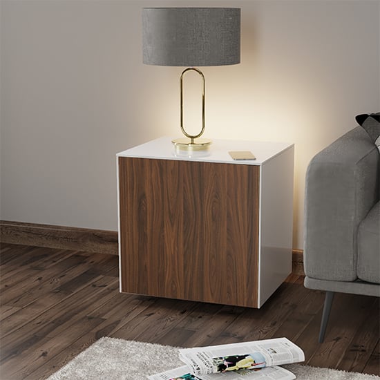 Read more about Intel led lamp table in white and walnut with wireless charging