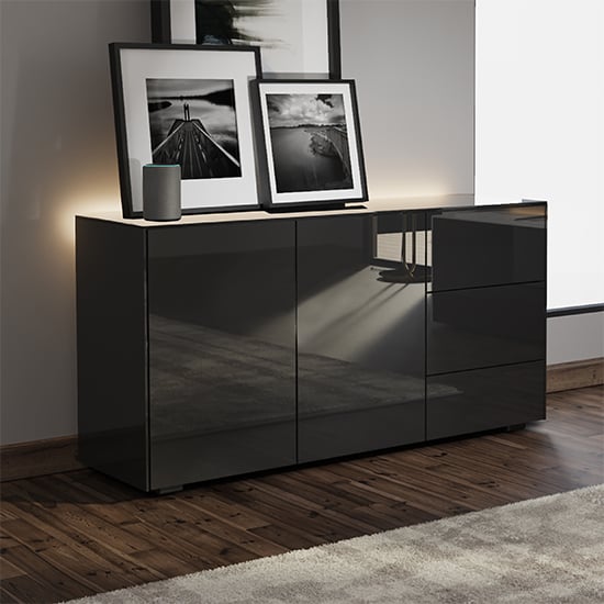 Read more about Intel led sideboard in black gloss with wireless charging