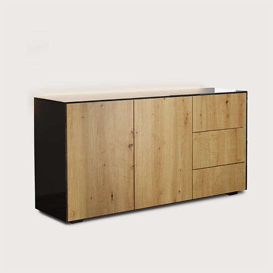 Intel LED Sideboard In Black And Oak With Wireless Charging_2