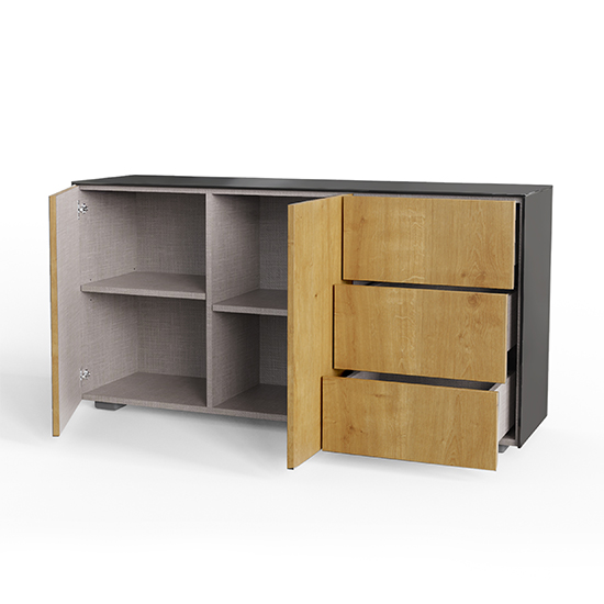 Intel LED Sideboard In Black And Oak With Wireless Charging_3