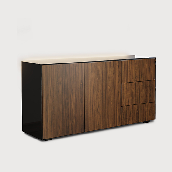Intel LED Sideboard In Black And Walnut With Wireless Charging_2