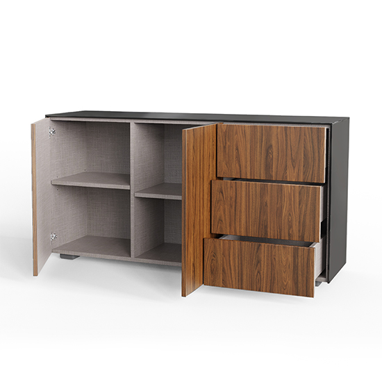 Intel LED Sideboard In Black And Walnut With Wireless Charging_3
