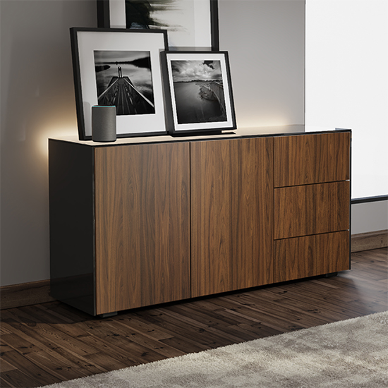 Read more about Intel led sideboard in black and walnut with wireless charging