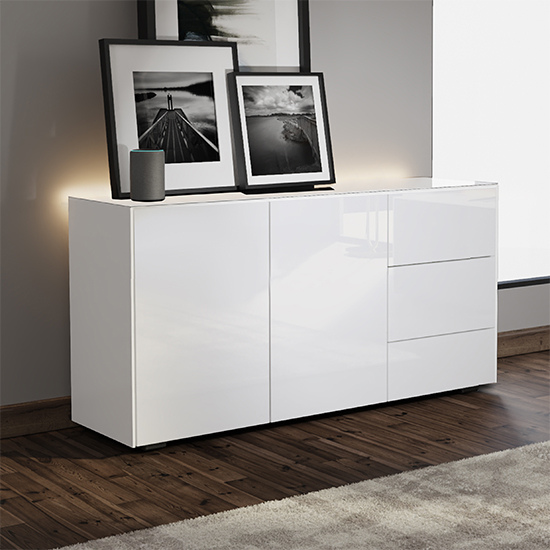 Read more about Intel led sideboard in white gloss with wireless charging