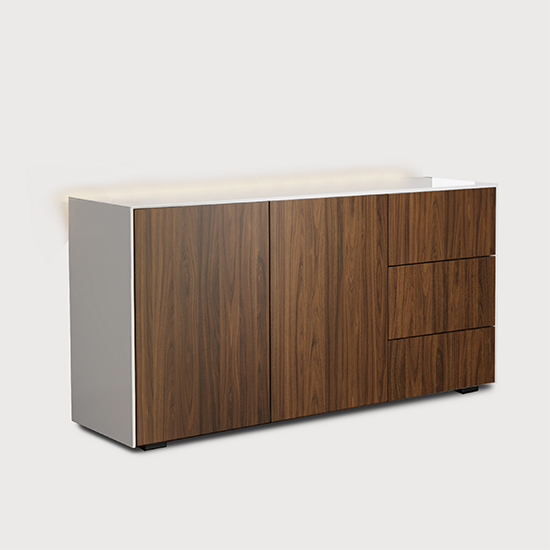 Intel LED Sideboard In White And Walnut With Wireless Charging_2