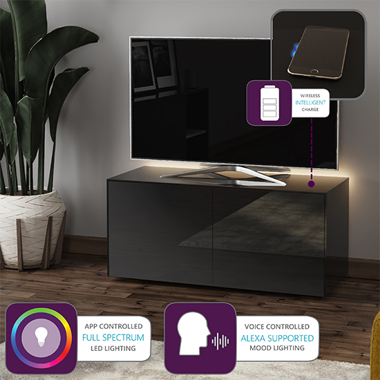 Intel LED TV Stand In Black Gloss With Wireless Charging_4
