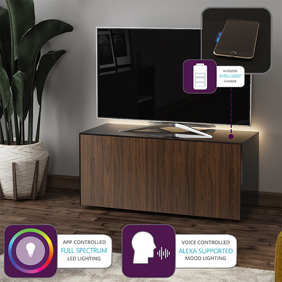 Intel LED TV Stand In Black And Walnut With Wireless Charging_4