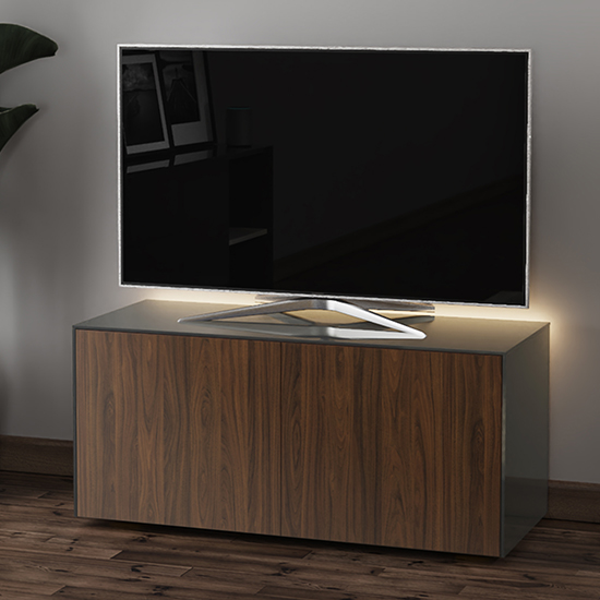 Read more about Intel led tv stand in grey and walnut with wireless charging