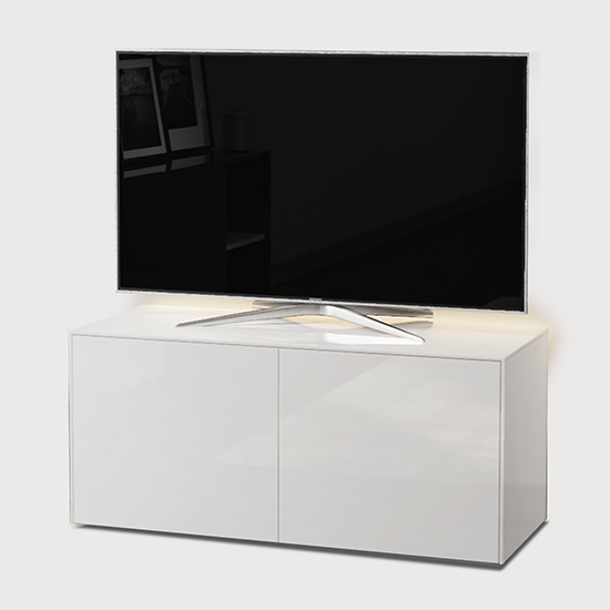 Intel LED TV Stand In White Gloss With Wireless Charging_2