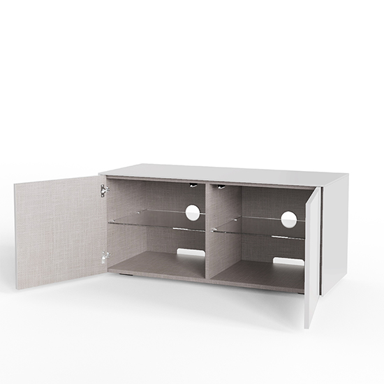 Intel LED TV Stand In White Gloss With Wireless Charging_3