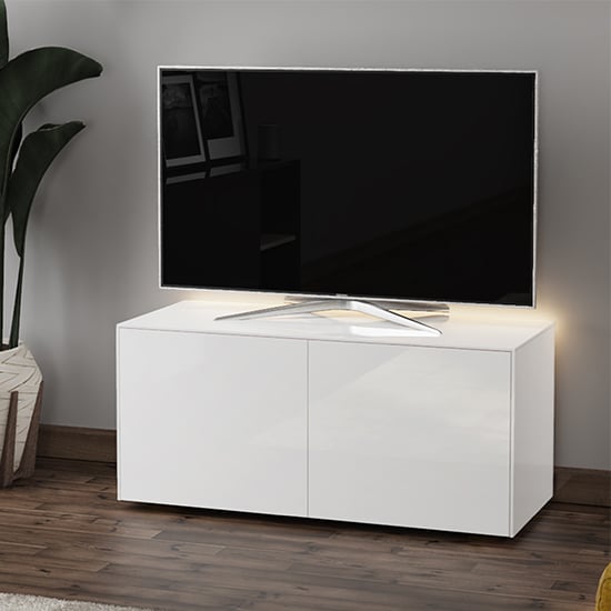 Read more about Intel led tv stand in white gloss with wireless charging