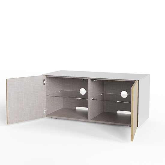 Intel LED TV Stand In White And Oak With Wireless Charging_3