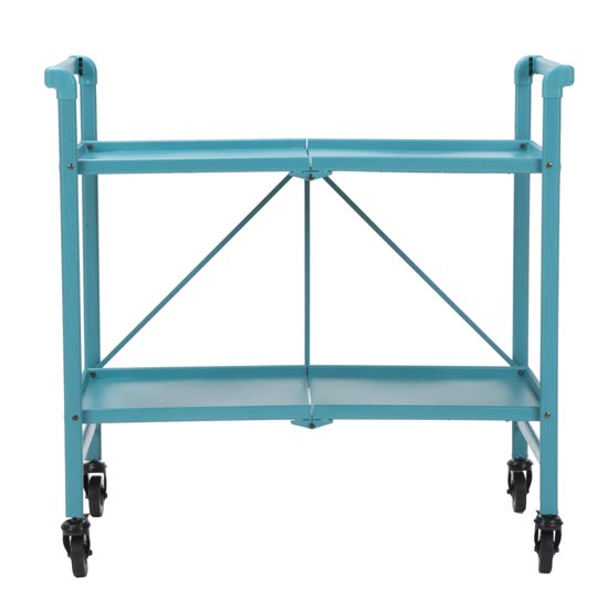 Itelia Folding Drinks Trolley In Teal With 2 Shelves_3