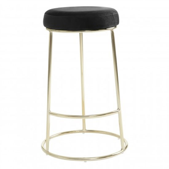 Intercrus Black Velvet Bar Stools With Gold Frame In A Pair_2