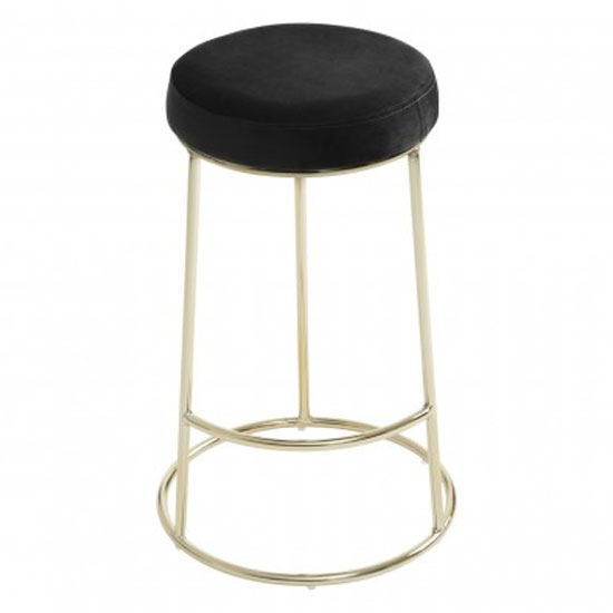 Intercrus Black Velvet Bar Stools With Gold Frame In A Pair_3