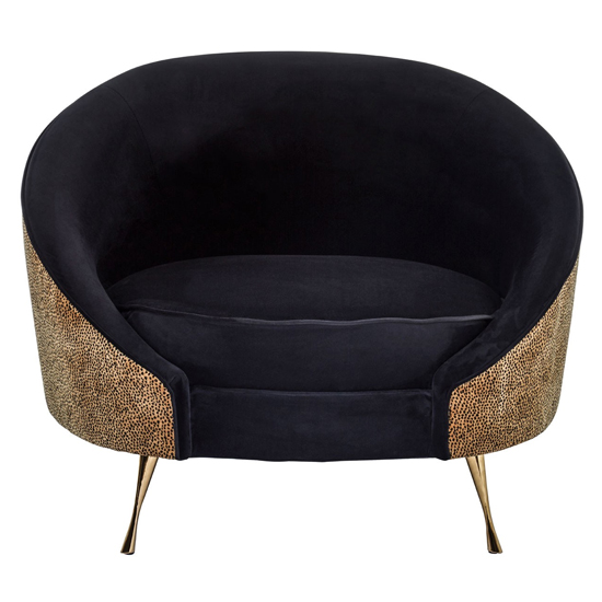 Intercrus Upholstered Fabric Armchair In Black And Leopard Print_2
