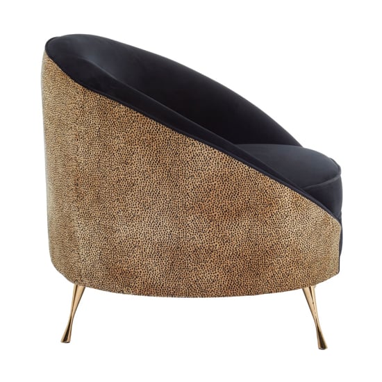 Intercrus Upholstered Fabric Armchair In Black And Leopard Print_3