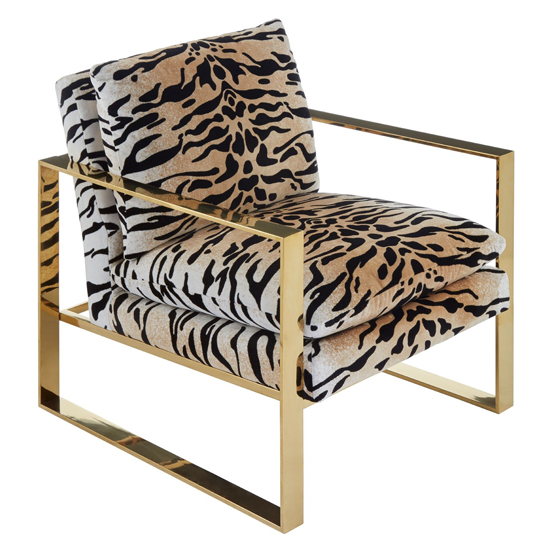 Intercrus Upholstered Fabric Armchair In Tiger Print_3