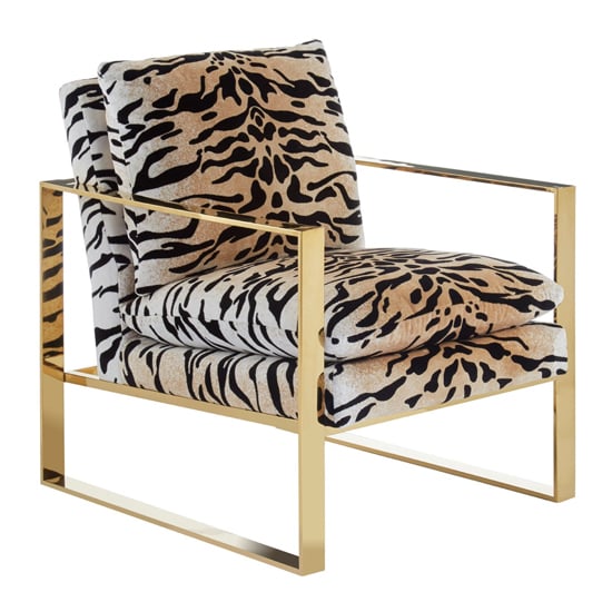 Product photograph of Intercrus Upholstered Fabric Armchair In Tiger Print from Furniture in Fashion