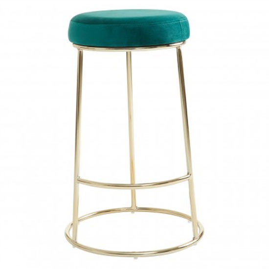 Intercrus Green Velvet Bar Stools With Gold Frame In A Pair_2