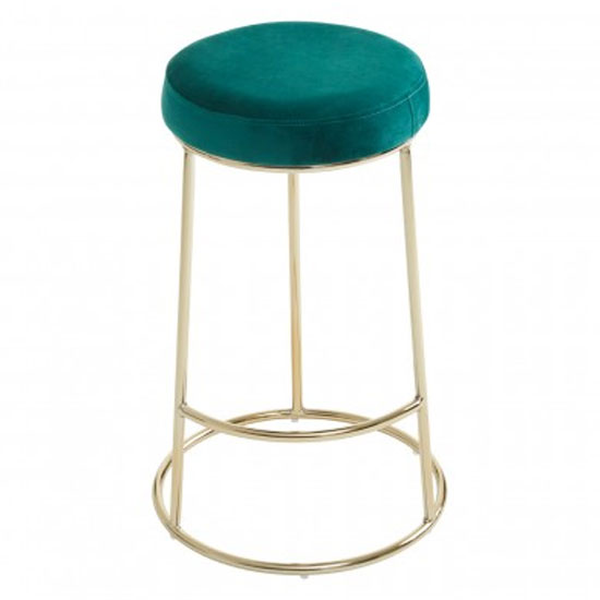 Intercrus Green Velvet Bar Stools With Gold Frame In A Pair_3