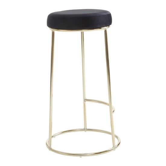 Intercrus Tall Black Velvet Bar Stools With Gold Frame In A Pair_2