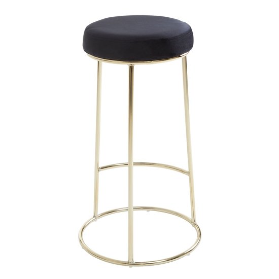 Intercrus Tall Black Velvet Bar Stools With Gold Frame In A Pair_3