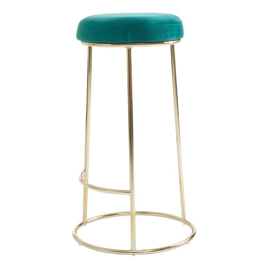 Intercrus Tall Green Velvet Bar Stools With Gold Frame In A Pair_2