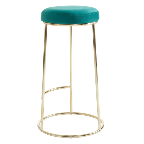 Intercrus Tall Green Velvet Bar Stools With Gold Frame In A Pair_3