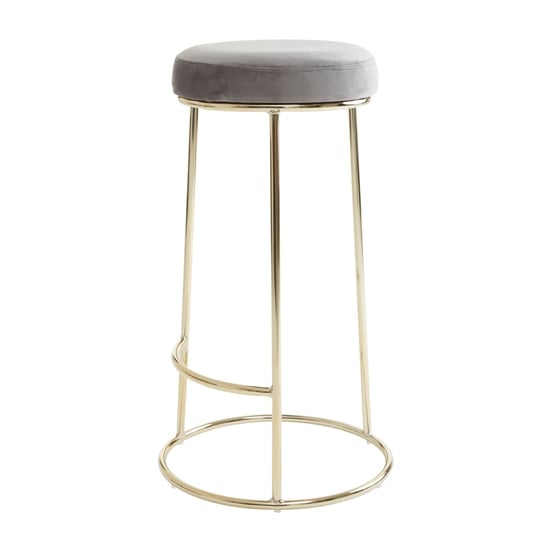 Intercrus Tall Grey Velvet Bar Stools With Gold Frame In A Pair_2