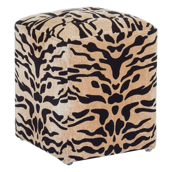 Intercrus Upholstered Fabric Stool In Tiger Print
