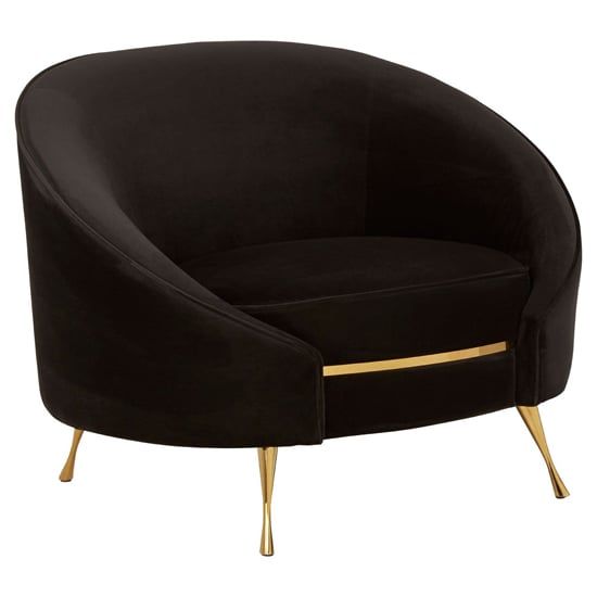 Intercrus Upholstered Velvet Armchair In Black And Gold_1