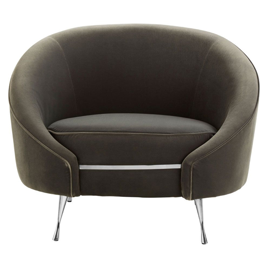 Intercrus Upholstered Velvet Armchair In Grey And Silver_2