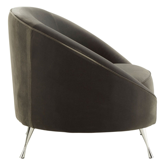 Intercrus Upholstered Velvet Armchair In Grey And Silver_3