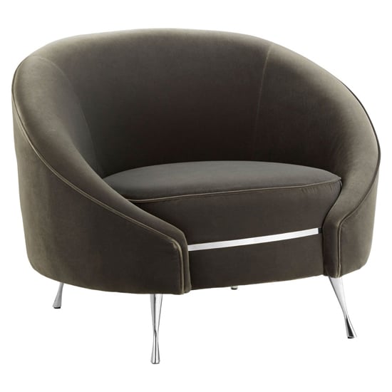 Intercrus Upholstered Velvet Armchair In Grey And Silver