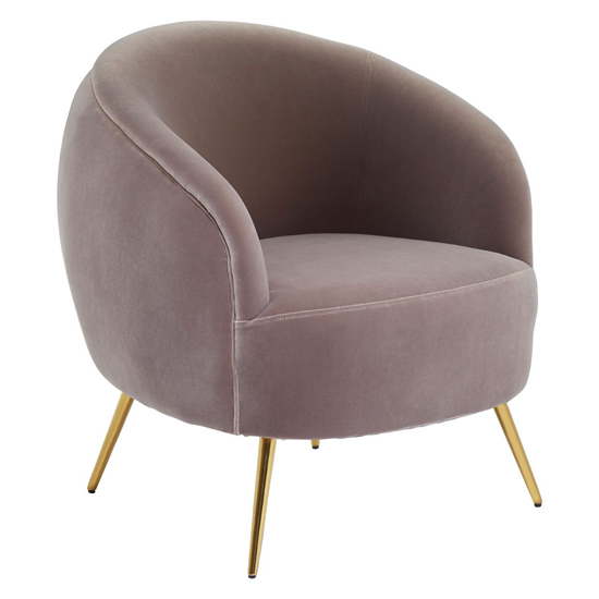 Intercrus Upholstered Velvet Armchair In Mink And Gold_2